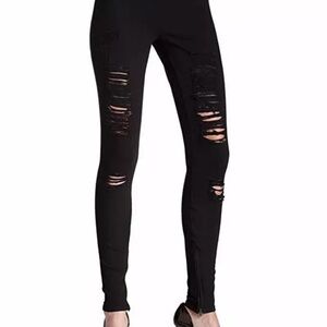 Joe's Stretch Ripped Denim The Jean Legging Skinny Ankle Zip Black Large New